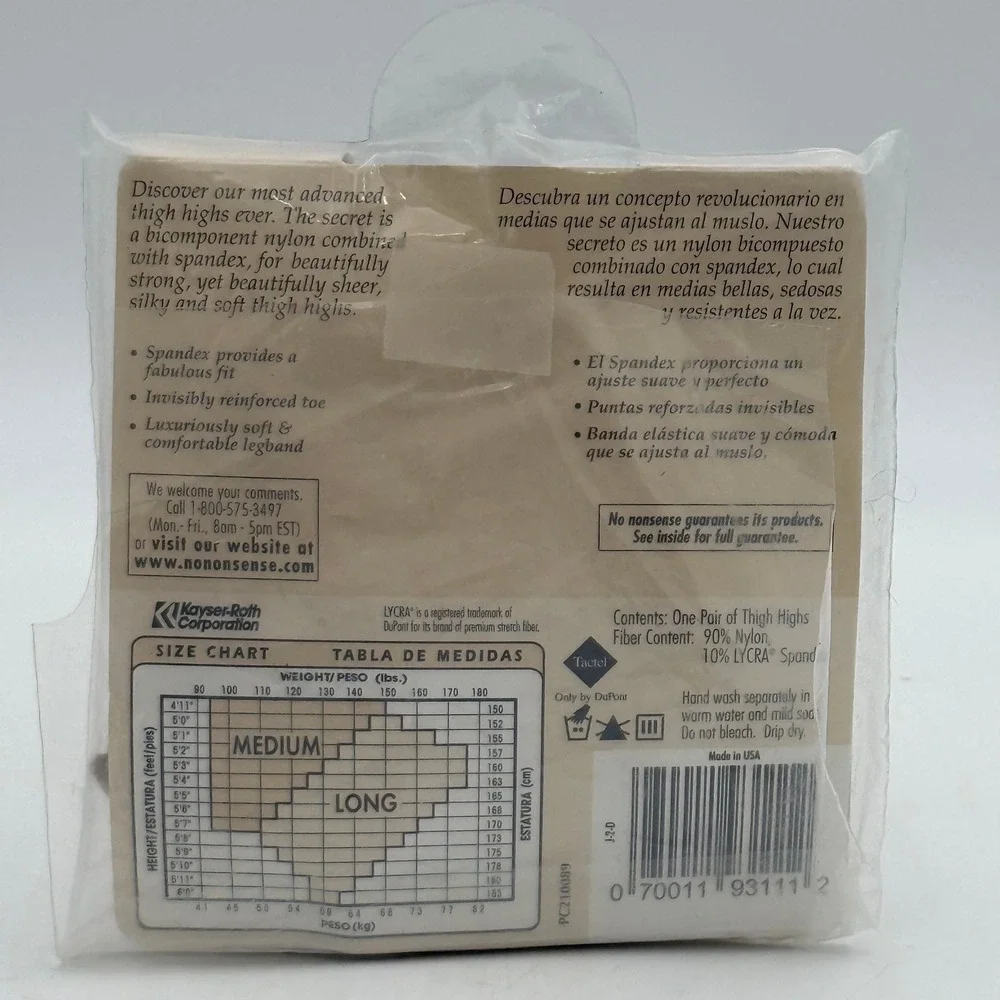 No nonsense Sheer Endurance Thigh Highs Beige Mist Sheer Toe Long CW5 New - Picture 2 of 2